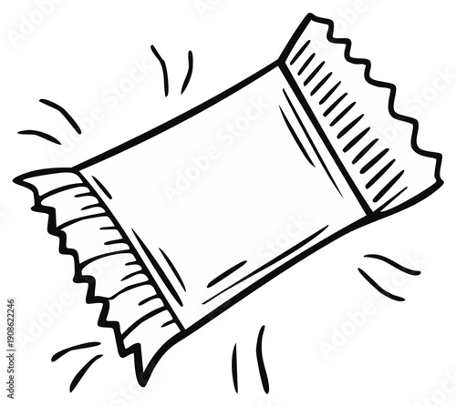 Doodle Style Wrapped Candy or Snack Bar Illustration Tasty Treat Icon