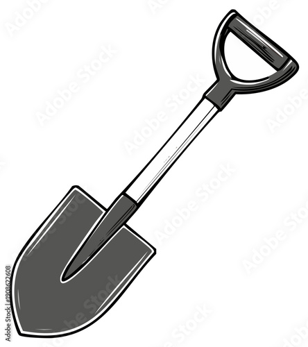 Drawing of a spade for digging in the garden or yard a useful tool for gardening