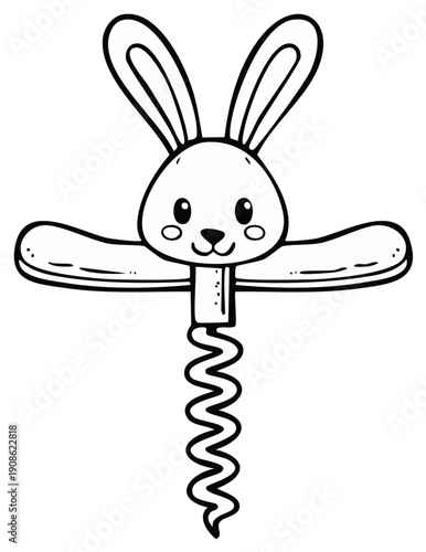 Cartoon rabbit corkscrew illustration whimsical design