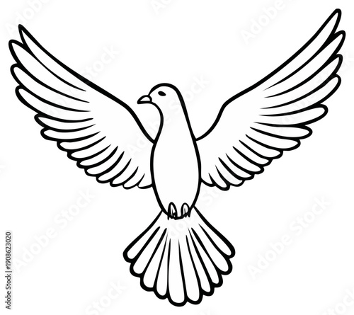 Outline of a dove with outstretched wings, symbol of peace and freedom
