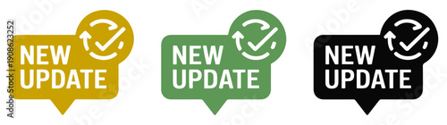 new update speech bubble icon set