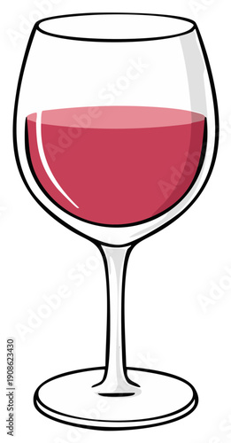 Glass of red wine cartoon illustration simple graphic icon for a restaurant or bar menu