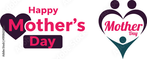 Happy mother's day greeting card with heartfelt symbols and messages