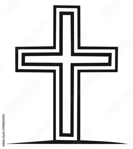 Modern Geometric Christian Cross Symbol Outline Design
