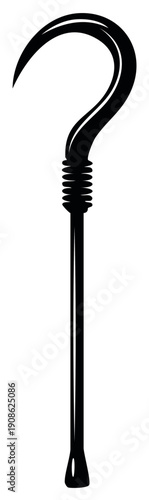 Polynesian style fish hook or ancient tribal weapon vector silhouette