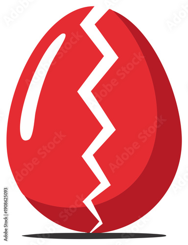 Cracked Red Egg Symbolizing Breaking Apart or Fragility