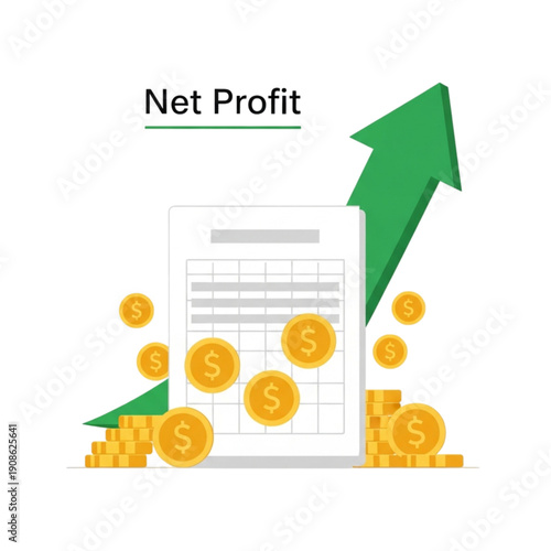 Profit growth with dollar coins rising isolated on transparent background.