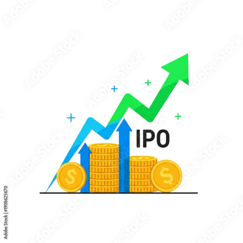 IPO Growth Investment Finance Concept isolated on transparent background.