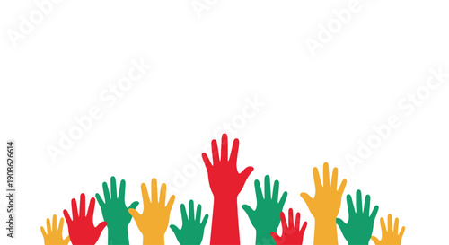 Colorful Raised Hands Community Unity Diversity Voting Election Support