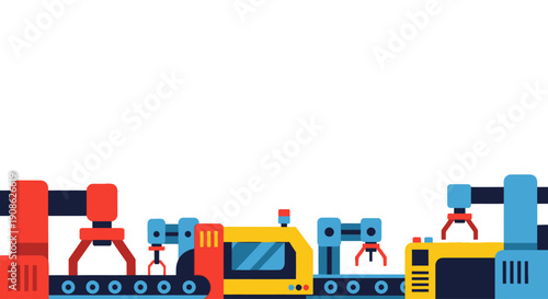 Automated Assembly Line with Robotic Arms and Conveyor Belt