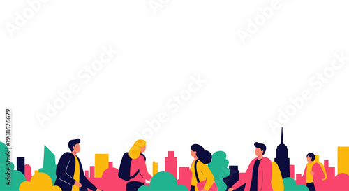 Diverse People in Cityscape with Copy Space