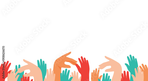 Diverse Hands Reaching Up - Community, Unity, Volunteering, Support, Teamwork
