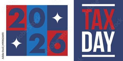 National Tax Day in the United States. Federal tax filing deadline. Day on which individual income tax returns must be submitted to the government. American patriotic poster. Vector illustration