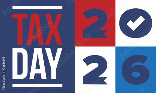 National Tax Day in the United States. Federal tax filing deadline. Day on which individual income tax returns must be submitted to the government. American patriotic poster. Vector illustration