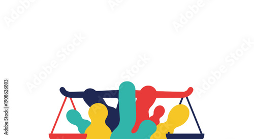 Diverse People and Scales of Justice Concept Art