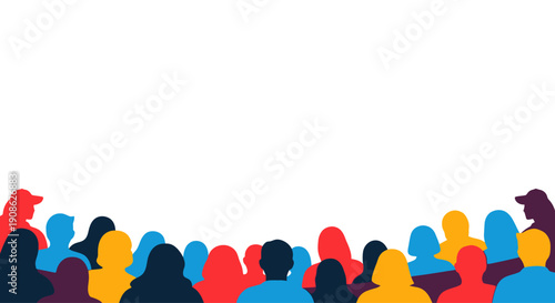 Diverse Crowd Silhouette with Copy Space