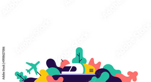 Modern Transportation and Nature Icons