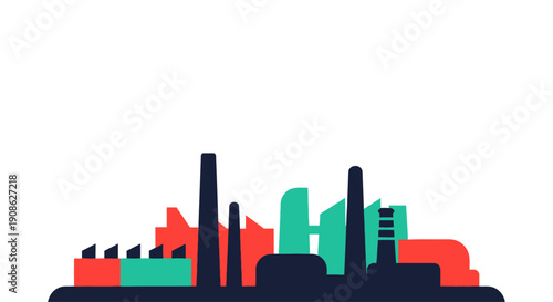 Industrial Factory Silhouette with Copy Space