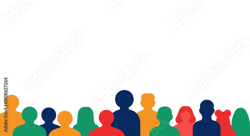 Diverse Crowd Silhouette Illustration with Copy Space