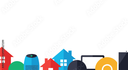 Smart Home Technology and Devices Collection, Flat Illustration with Copy Space