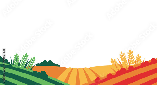 Abstract Agricultural Fields Landscape with Copy Space