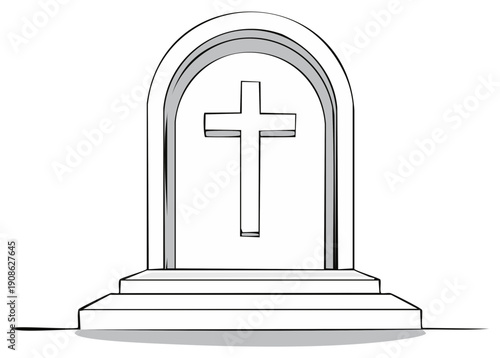 Simple Christian tombstone with cross illustration representing death and remembrance