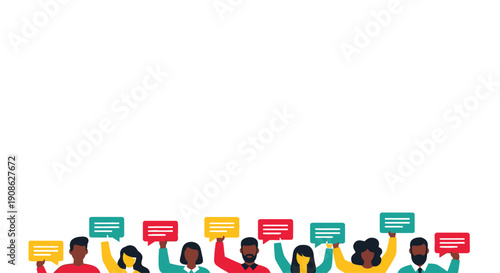 Diverse People Holding Speech Bubbles - Communication, Opinion, Ideas