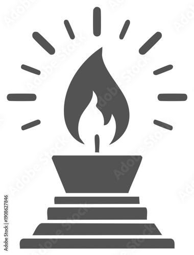 Eternal flame on a monument icon symbolizing remembrance and hope