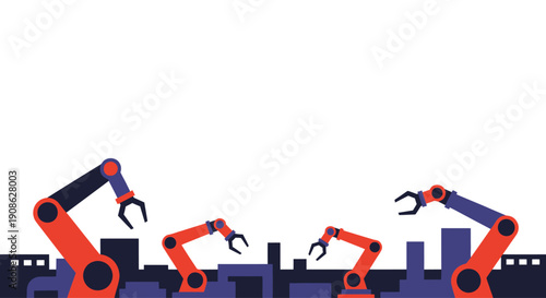 Robotic Arms in Manufacturing Factory with Copy Space
