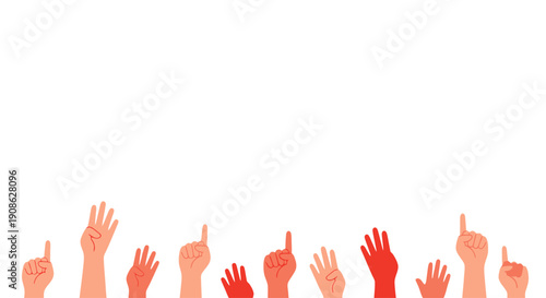 Diverse Hands Raised With Fingers Numbered