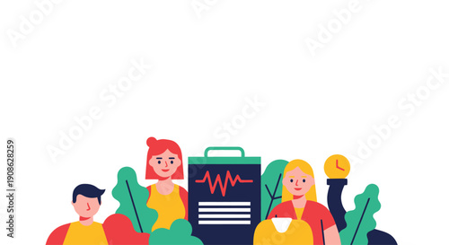 Healthy Lifestyle Flat Illustration with Copy Space