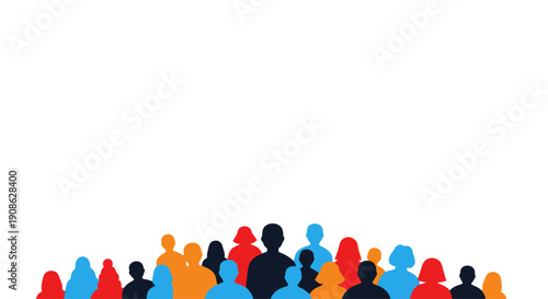 Diverse Crowd Silhouette Illustration with Copy Space