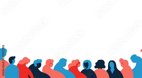 Diverse group of people illustration with copy space