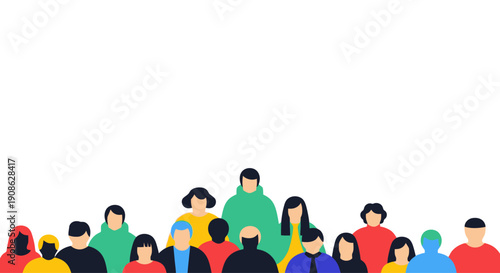 Diverse Group of People Illustration with Copy Space