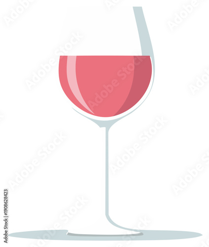 A single elegant glass of rosé wine in a modern flat vector illustration style for dining and celebration