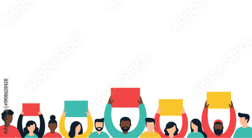 Diverse Group of People Holding Blank Signs for Protests or Messaging