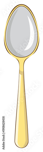 Golden spoon illustration. Elegant tableware element for dining and serving purposes.