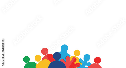 Diverse Group of People Silhouettes in Vibrant Colors, Abstract Community Concept