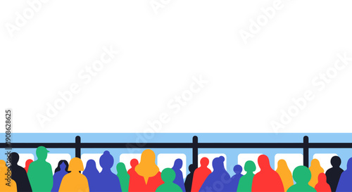 Diverse Crowd Silhouette with Copy Space