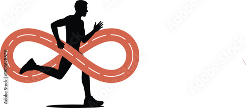 Infinity Running Athlete Illustration Endurance Fitness Sport Vector