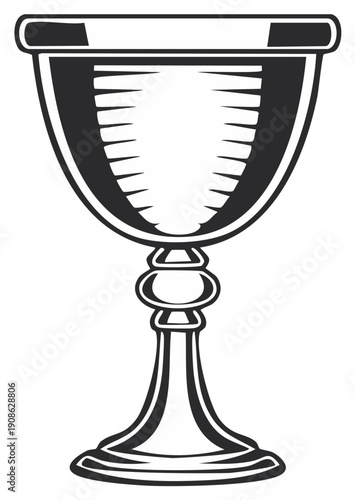 Elegant Goblet Icon Symbolizing Sacredness and Celebration in Black and White