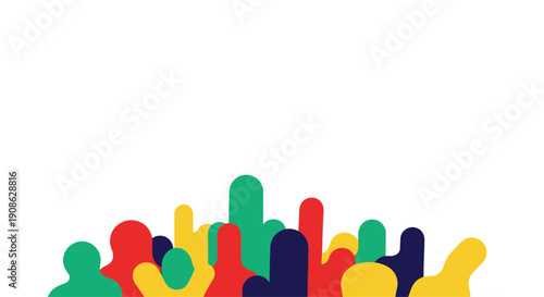 Colorful abstract diverse group of people silhouettes with copy space