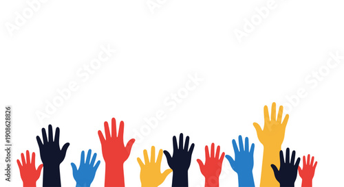 Diverse Hands Raised in Celebration or Agreement