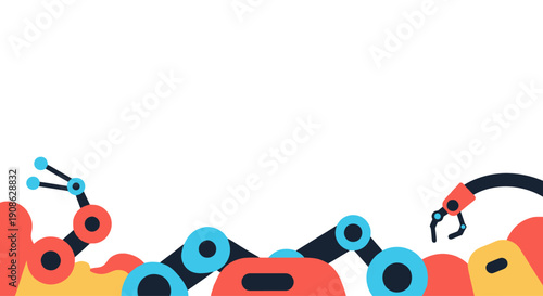 Robotic Arms Factory Automation Abstract Flat Illustration