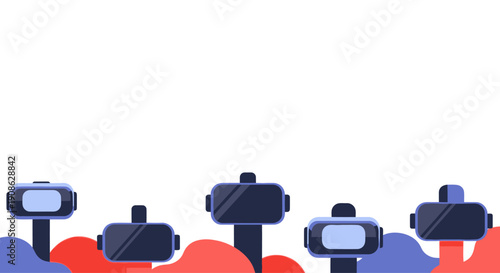 Virtual Reality Headsets on Abstract Background with Copy Space