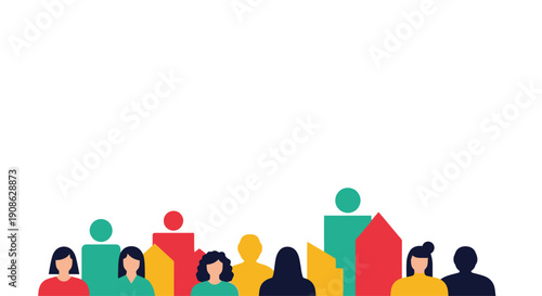 Diverse People Community Flat Illustration with Copy Space