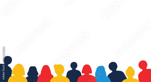 Diverse Crowd Silhouette with Copy Space