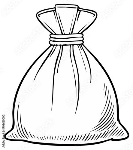 Money bag vector illustration with contour design. Financial investments in treasure, bank or robbery outline.
