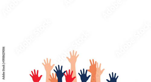 Diverse Hands Raised Up - Concept of Voting, Ideas, and Participation