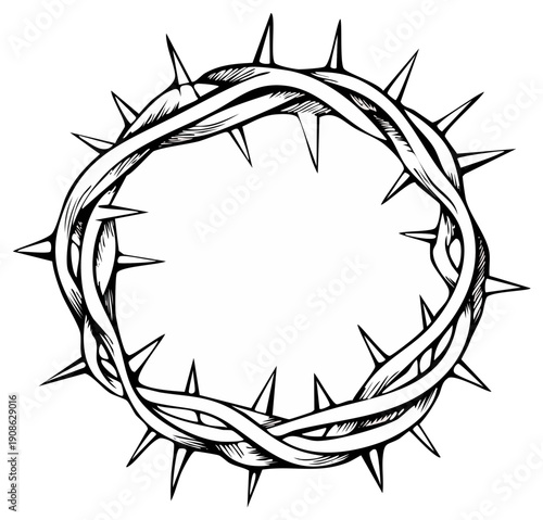 Rough Crown of Thorns Illustration Symbolizing Sacrifice and Suffering Hand Drawn Style
